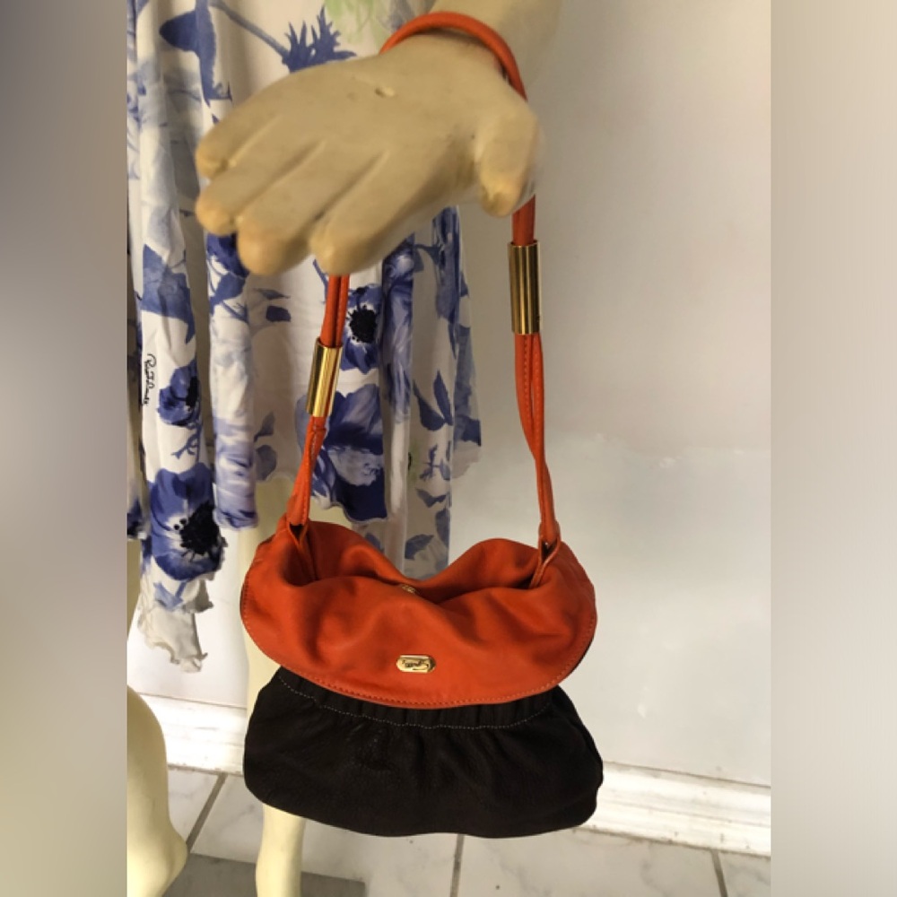 Grillis Orange & Brown Unique Leather Handbag.